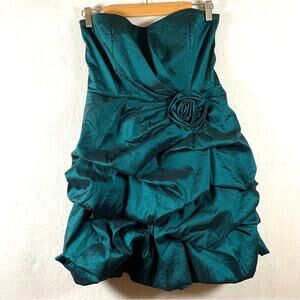 VTG Teeze Me Women Sweetheart Strapless Mini Dress‎ Sz 9 Turquiose Y2K HOCO
